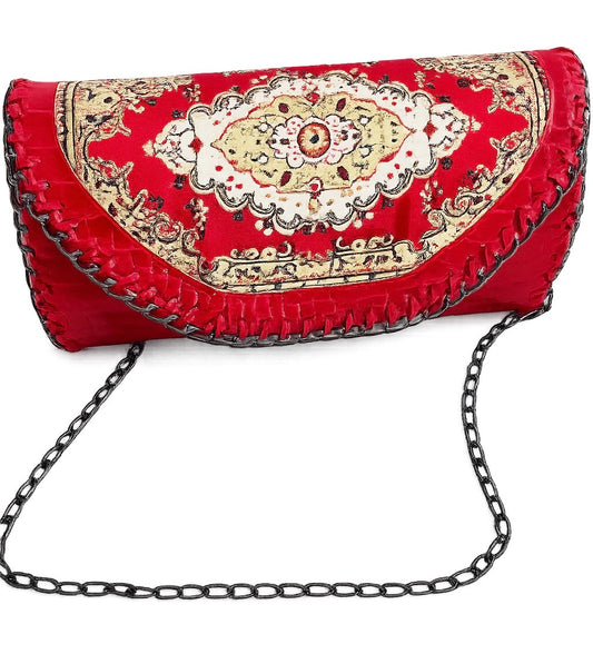 Woven Women's Leather Portfolio Clutch Bag